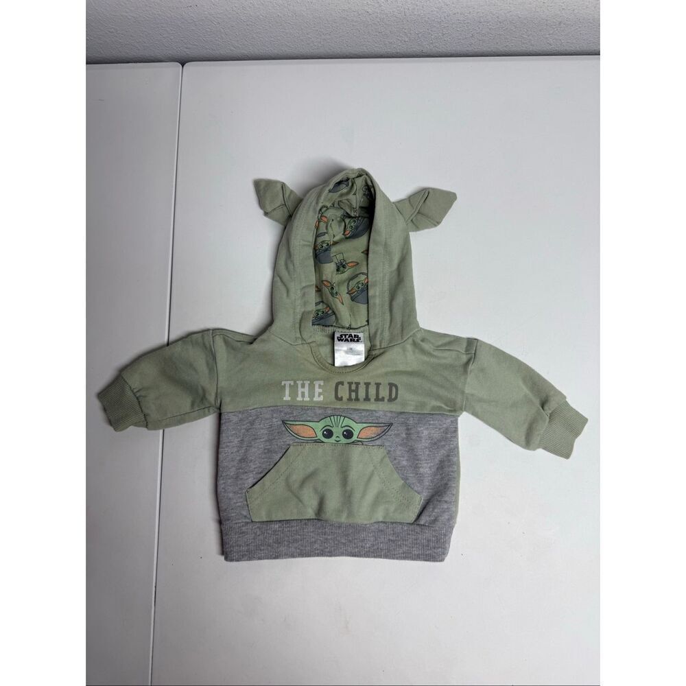 Star Wars Hoodie Baby Yoda Boys Cotton Blend Size 0-3 M Green